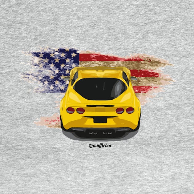 Yellow Corvette C6 & Amercan Flag by mufflebox